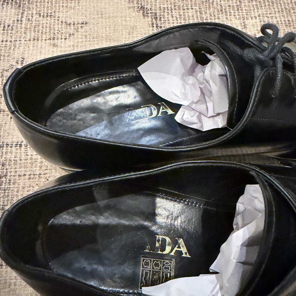 Men's Black PRADA lace oxford shoe size 10 - Picture 5 of 11